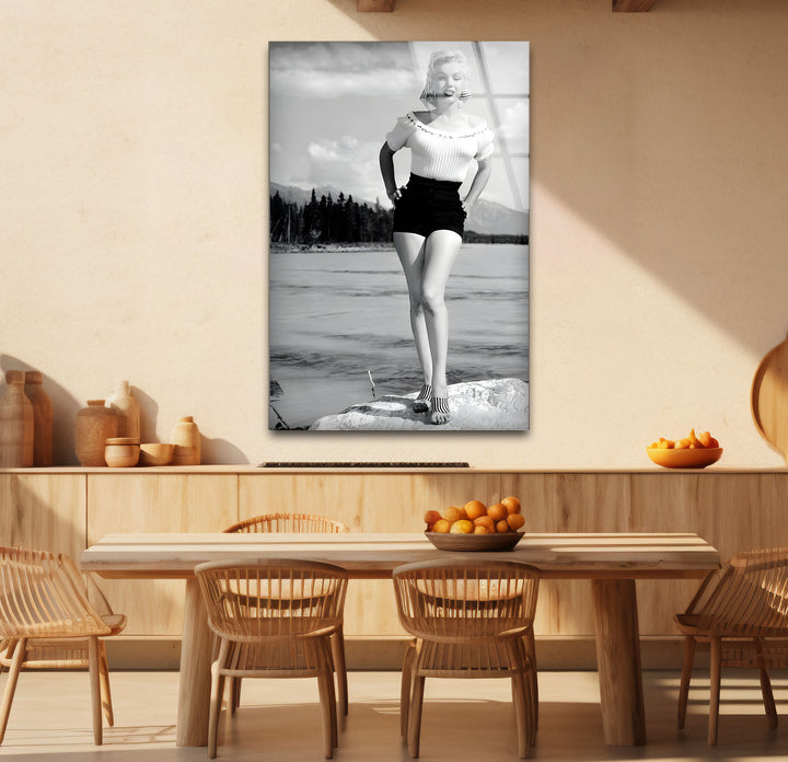 Marilyn Monroe in Alberta depicted in exquisite black and white artwork for timeless wall decor.