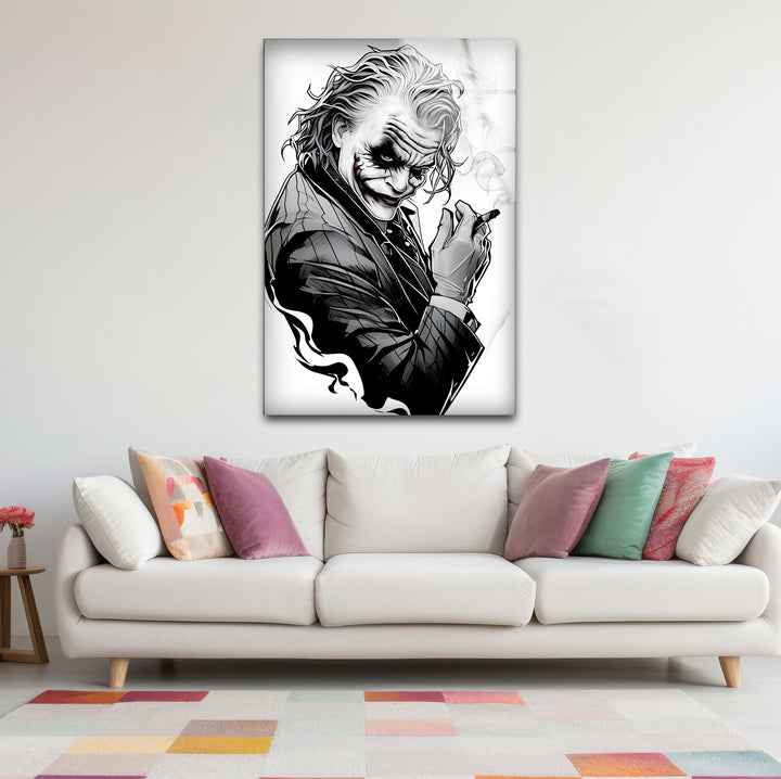 Unique black and white artwork showcasing the Joker in a creative and thought-provoking composition.