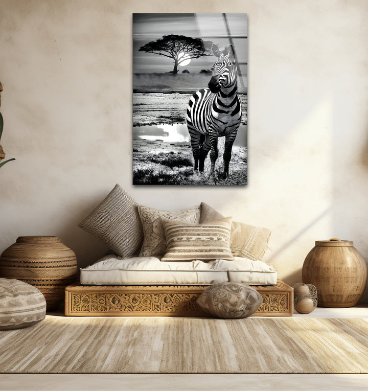 Chic black and white wall art of zebra prints ideal for creating a striking focal point in modern interiors
