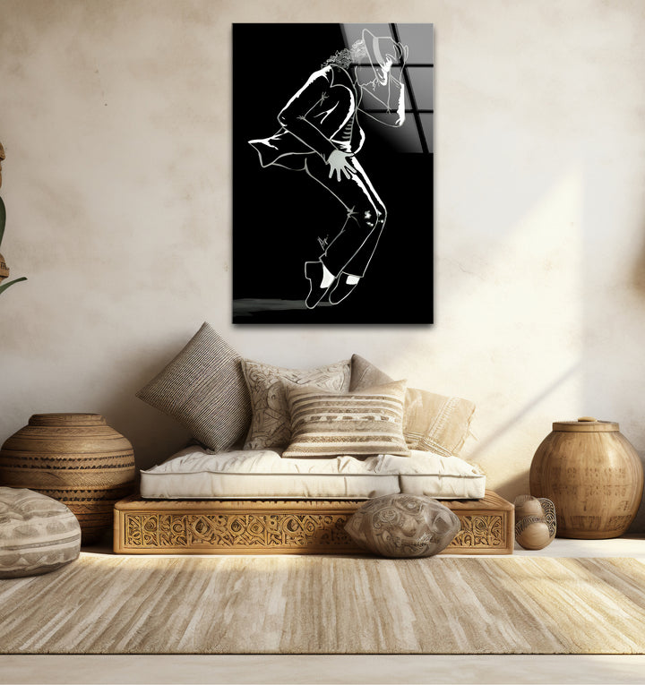 Unique black and white wall decor showcasing Michael Jackson’s silhouette with high-contrast details.