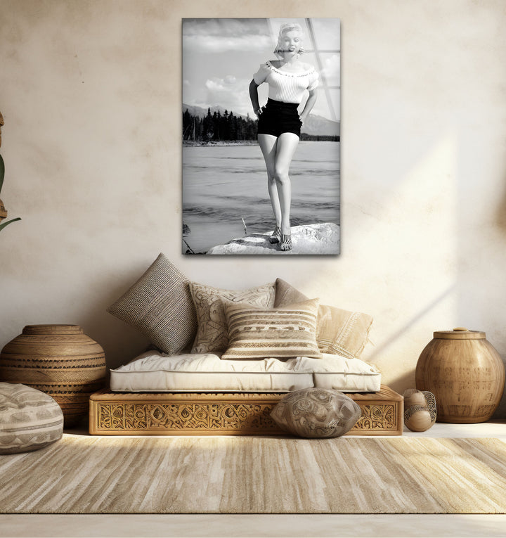 Add sophistication to your space with Marilyn Monroe in Alberta black and white framed art, blending style with classic charm.