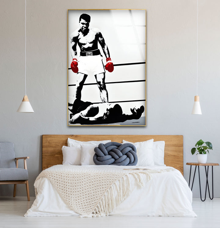 Chic black and white abstract drawings capturing the energy and spirit of Muhammad Ali.