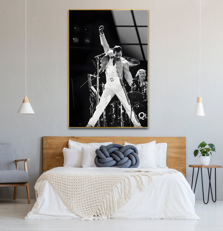 Stunning black and white artwork of Freddie Mercury for home decor.