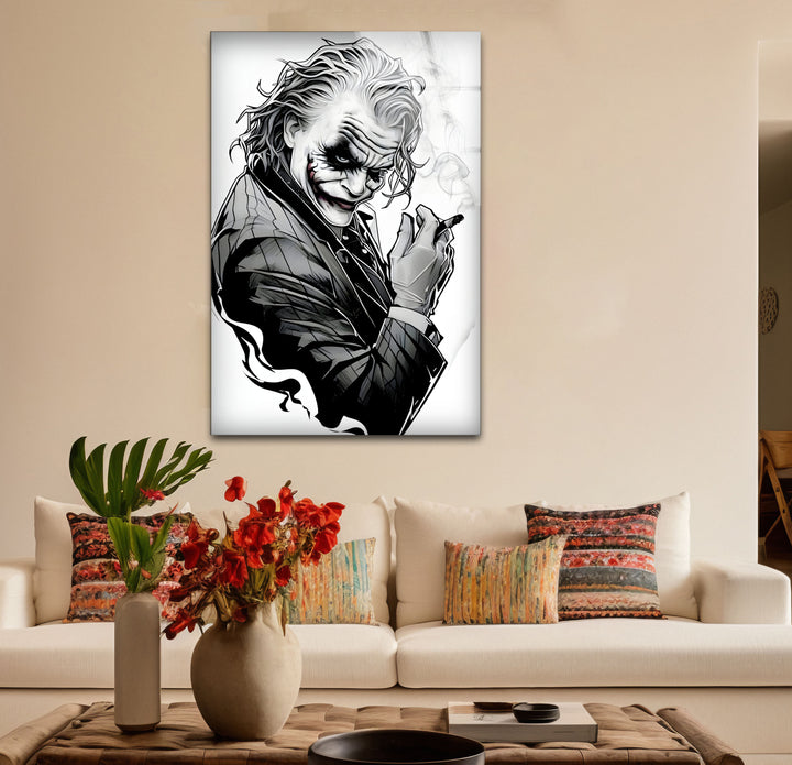 Timeless black and white paintings of the Joker, blending realism with a surreal artistic touch.