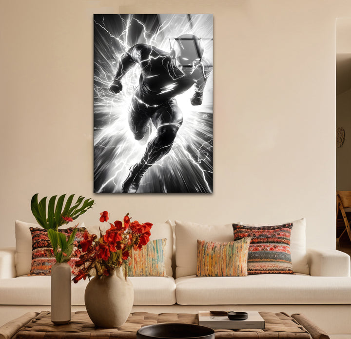 Striking black and white abstract art celebrating Flash in a creative and electrifying design
