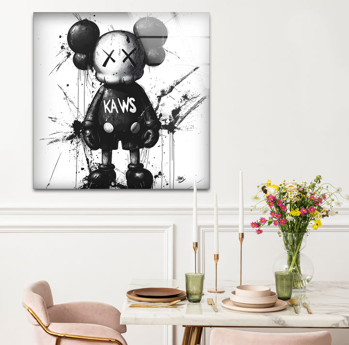 Timeless black and white paintings of Mickey x Kaws, perfect for adding a modern twist to any space.