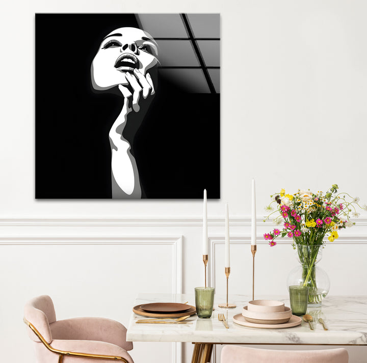 Unique black and white abstract drawings of a woman, emphasizing fine lines and soft textures.