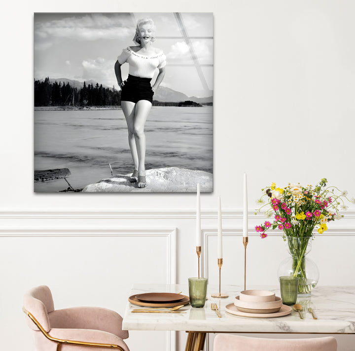 Elegant black and white abstract art depicting Marilyn Monroe in Alberta, perfect for modern and classic interiors.