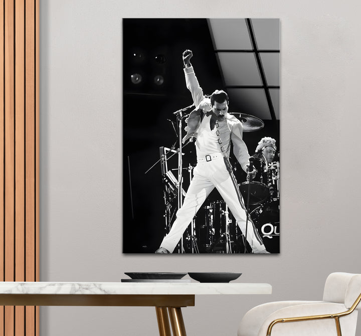 Elegant black and white wall decor showcasing Freddie Mercury.