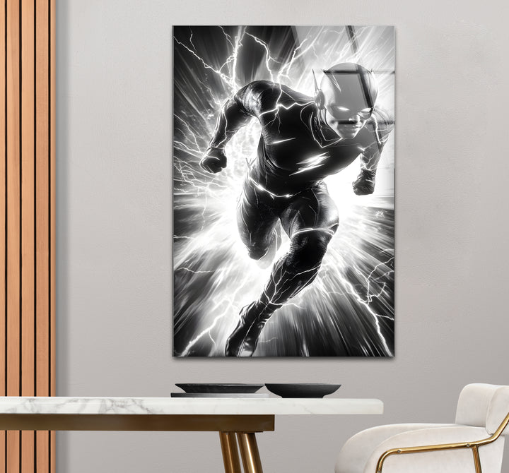 Unique black and white wall decor showcasing Flash in a minimalist yet impactful composition
