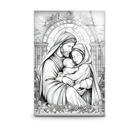 Religion black and white Christmas soul glass wall art shows abstract drawings using 8k printing on tempered glass celebrates christmas