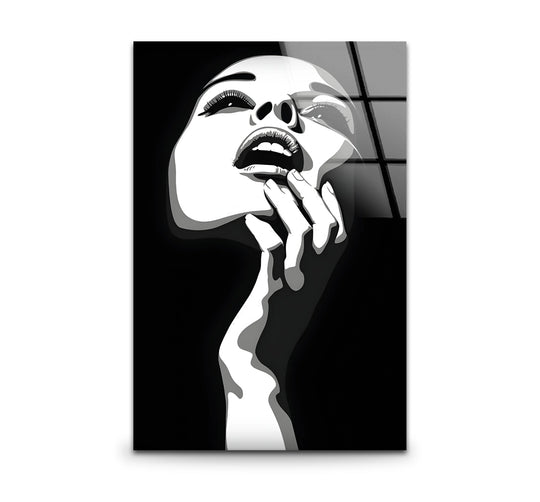 Elegant black and white wall art featuring a detailed portrait of a woman with graceful features.