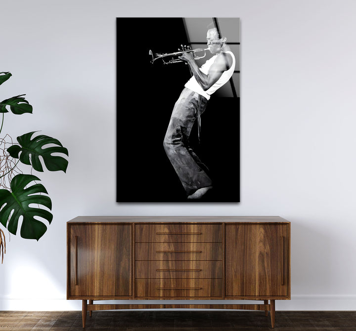 Stylish black and white paintings of Miles Davis, highlighting the beauty of jazz in monochrome.