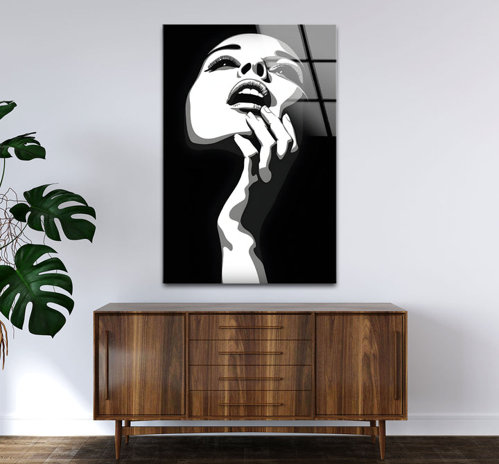 Artistic black and white abstract art portraying a woman with bold, expressive strokes.