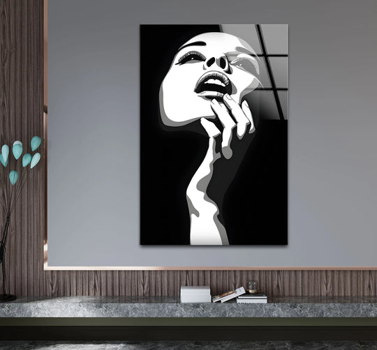 Sophisticated black and white artwork showcasing a woman's silhouette with intricate shading.