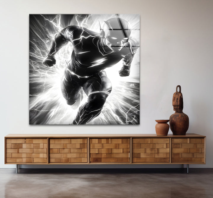 Refined black and white abstract drawings featuring Flash in a creative and dynamic style
