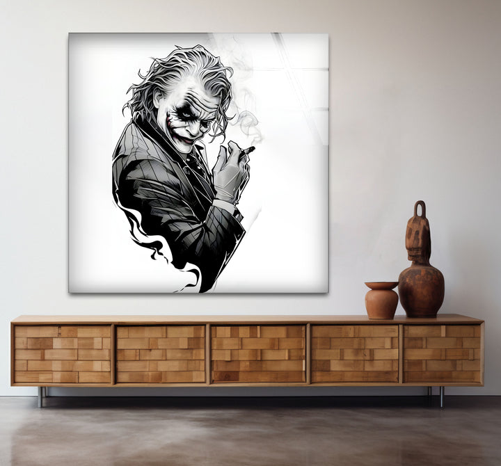 Modern black and white abstract drawings featuring the Joker with a blend of chaos and artistry.