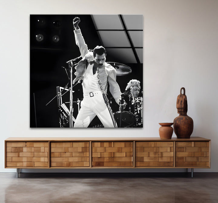 Expressive black and white abstract drawings of Freddie Mercury.