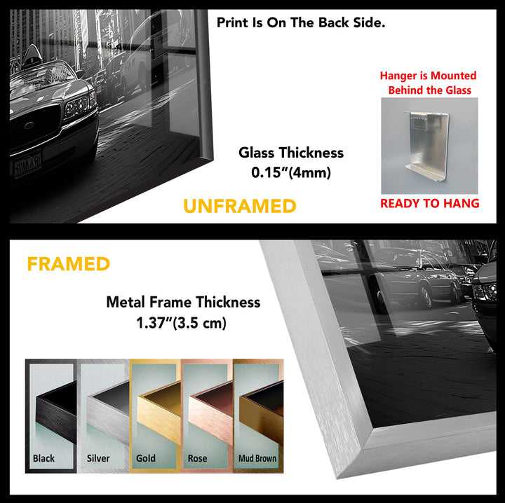 Schwarz-weiße New York City-Wandkunst aus Glas