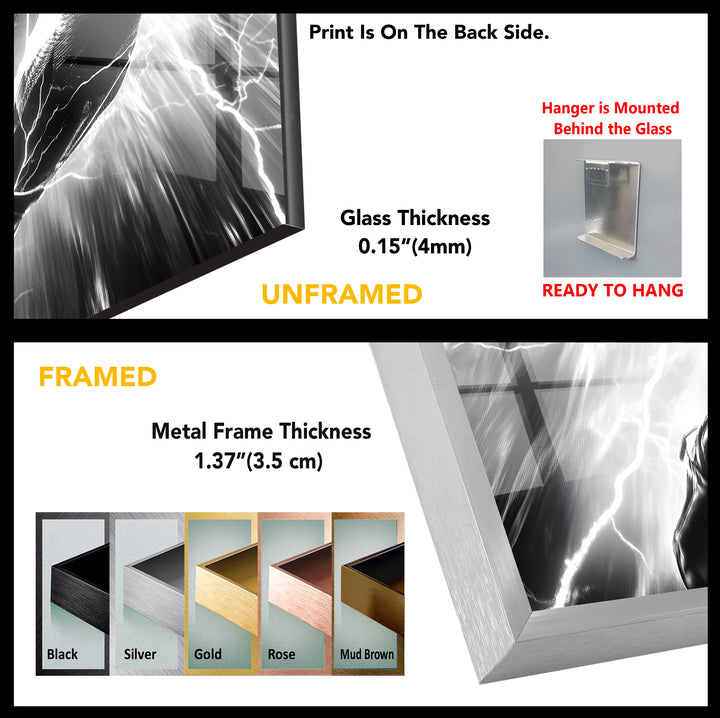 Schwarz-weiße Flash-Glas-Wandkunst
