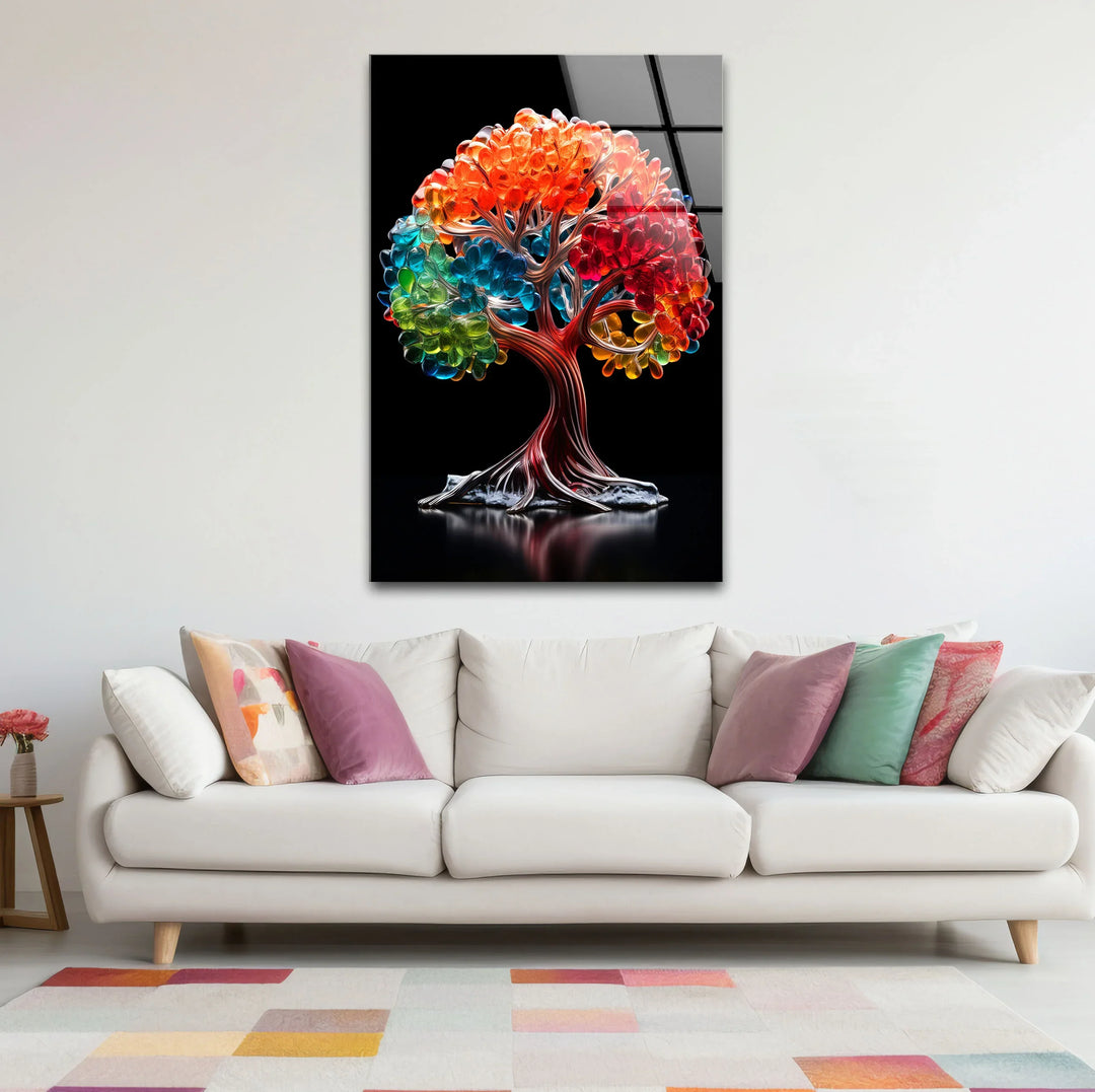 Vibrant Crystal Tree Wall Art – Multicolor Glass Effect Print Decor - MyPhotoStation