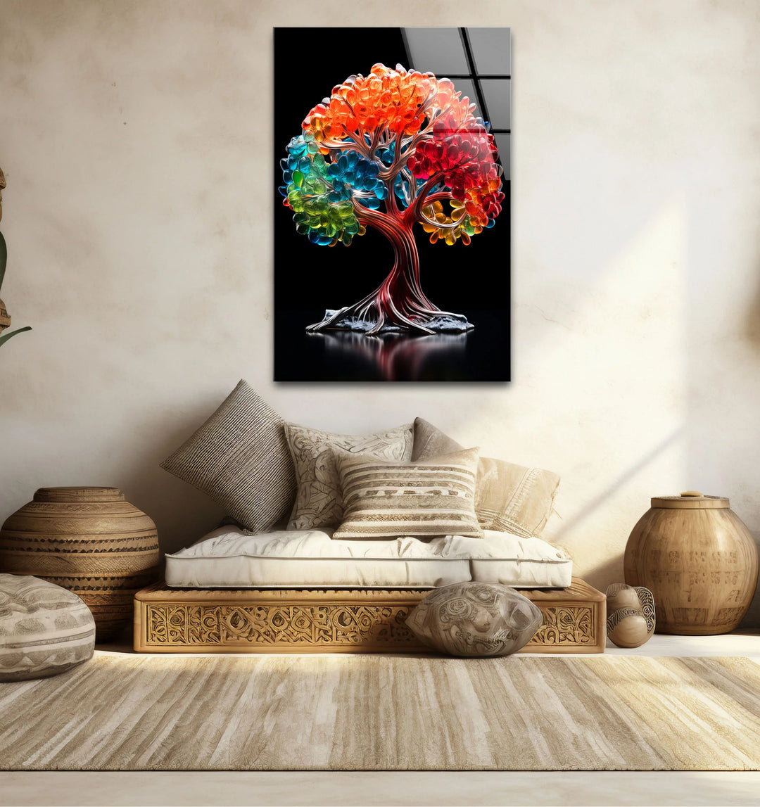 Vibrant Crystal Tree Wall Art – Multicolor Glass Effect Print Decor - MyPhotoStation