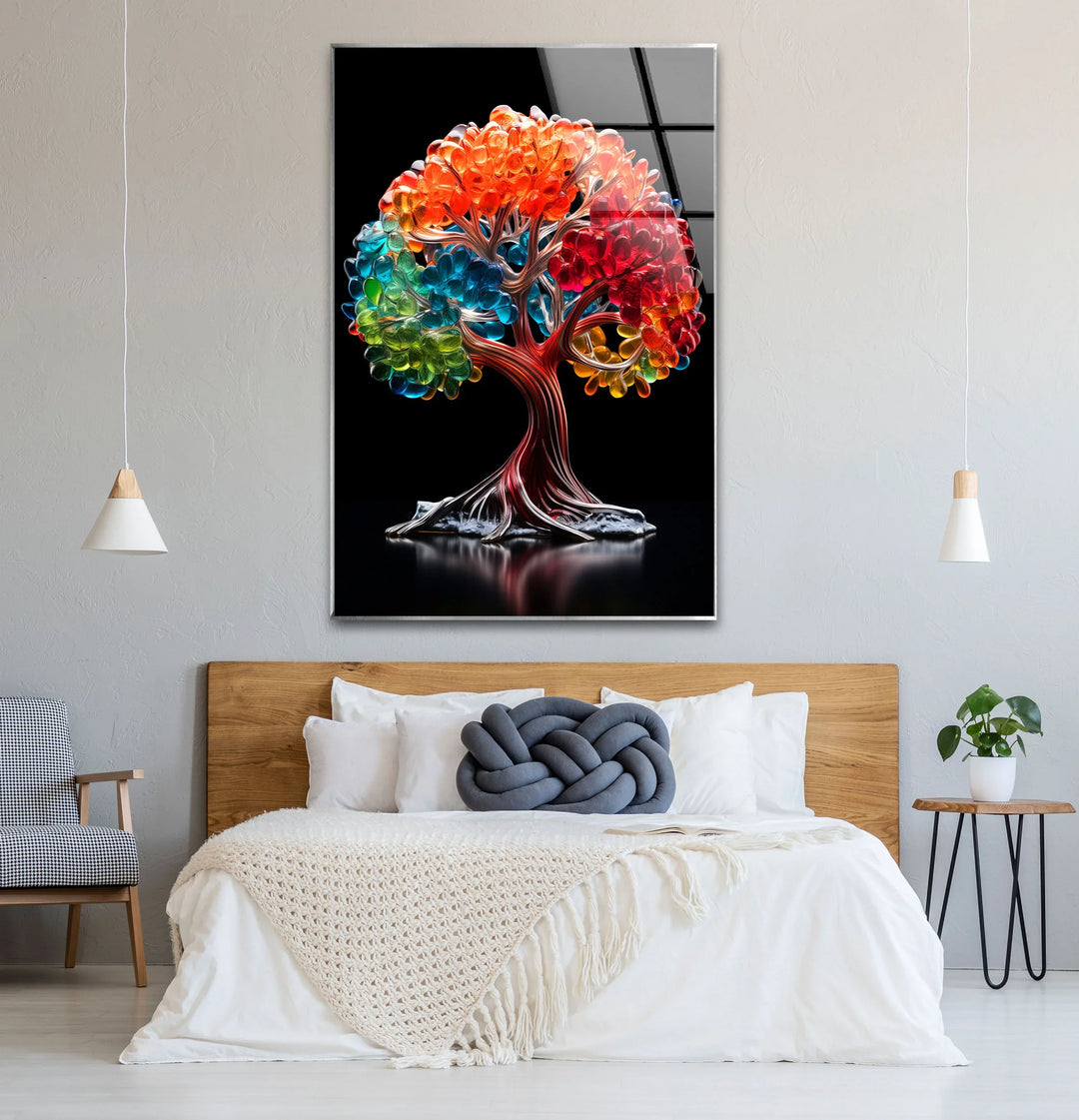 Vibrant Crystal Tree Wall Art – Multicolor Glass Effect Print Decor - MyPhotoStation