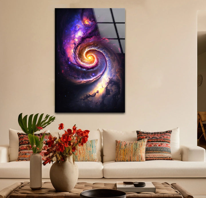 Cosmic Spiral Galaxy Wall Art – Colorful Space Swirl Glass Print for Sci-Fi or Modern Decor - MyPhotoStation