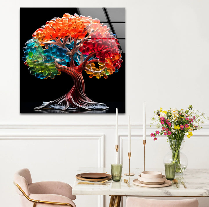 Vibrant Crystal Tree Wall Art – Multicolor Glass Effect Print Decor - MyPhotoStation