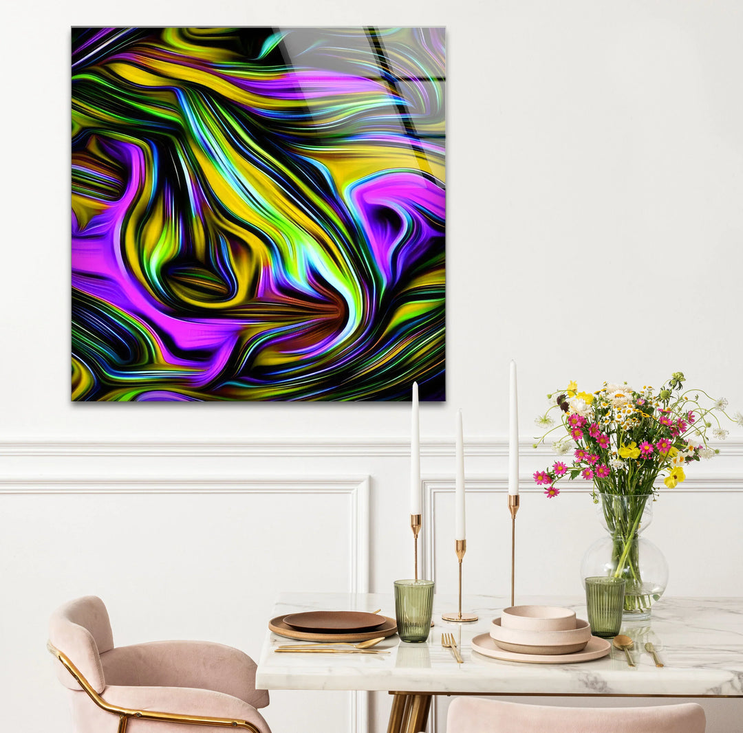 Psychedelic Swirl Glass Wall Art – Vibrant Abstract Pattern for Bold Modern Interiors - MyPhotoStation