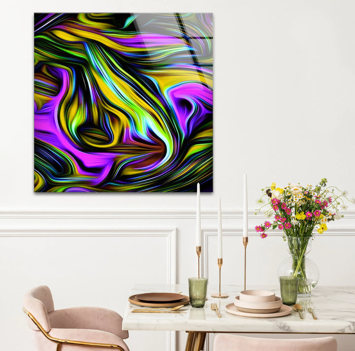 Psychedelic Swirl Glass Wall Art – Vibrant Abstract Pattern for Bold Modern Interiors - MyPhotoStation