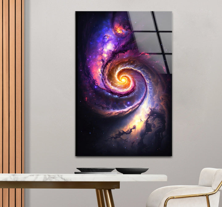 Cosmic Spiral Galaxy Wall Art – Colorful Space Swirl Glass Print for Sci-Fi or Modern Decor - MyPhotoStation