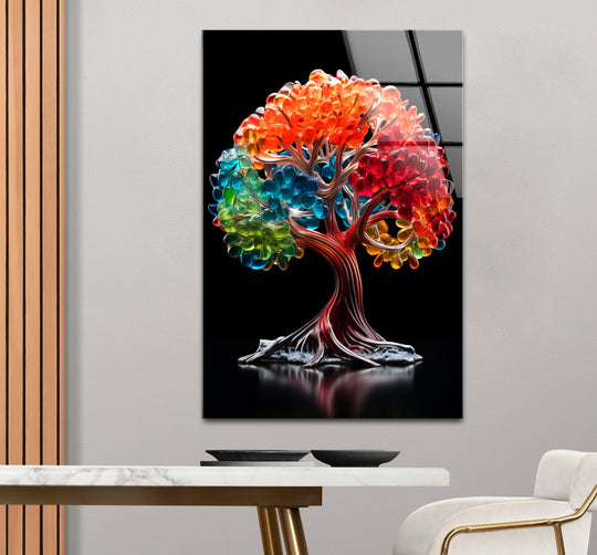 Vibrant Crystal Tree Wall Art – Multicolor Glass Effect Print Decor - MyPhotoStation