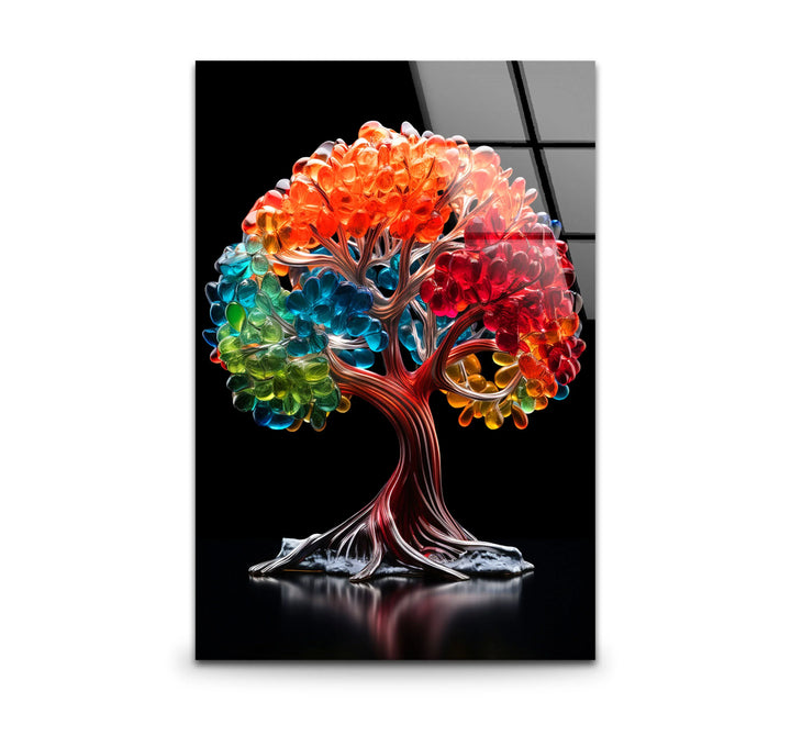 Vibrant Crystal Tree Wall Art – Multicolor Glass Effect Print Decor - MyPhotoStation