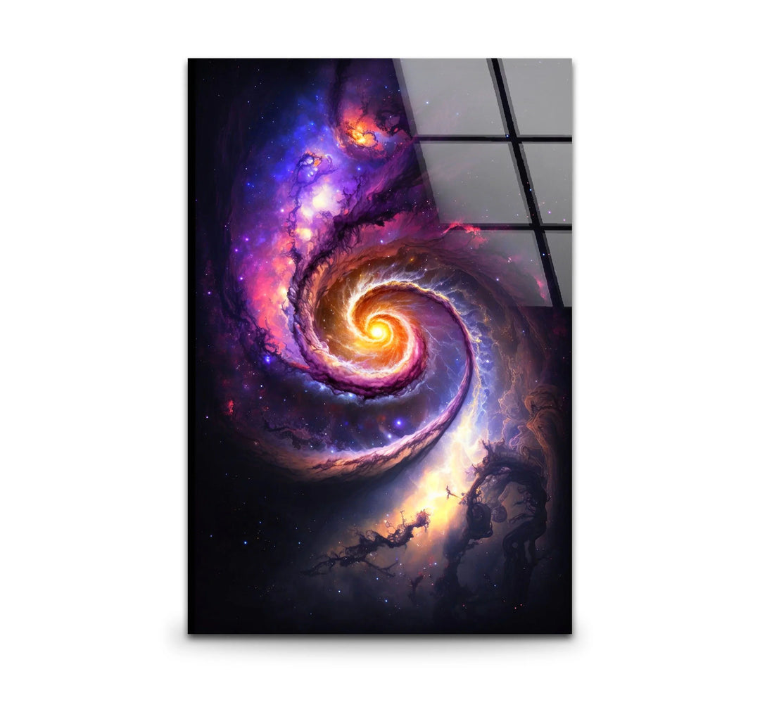 Cosmic Spiral Galaxy Wall Art – Colorful Space Swirl Glass Print for Sci-Fi or Modern Decor - MyPhotoStation