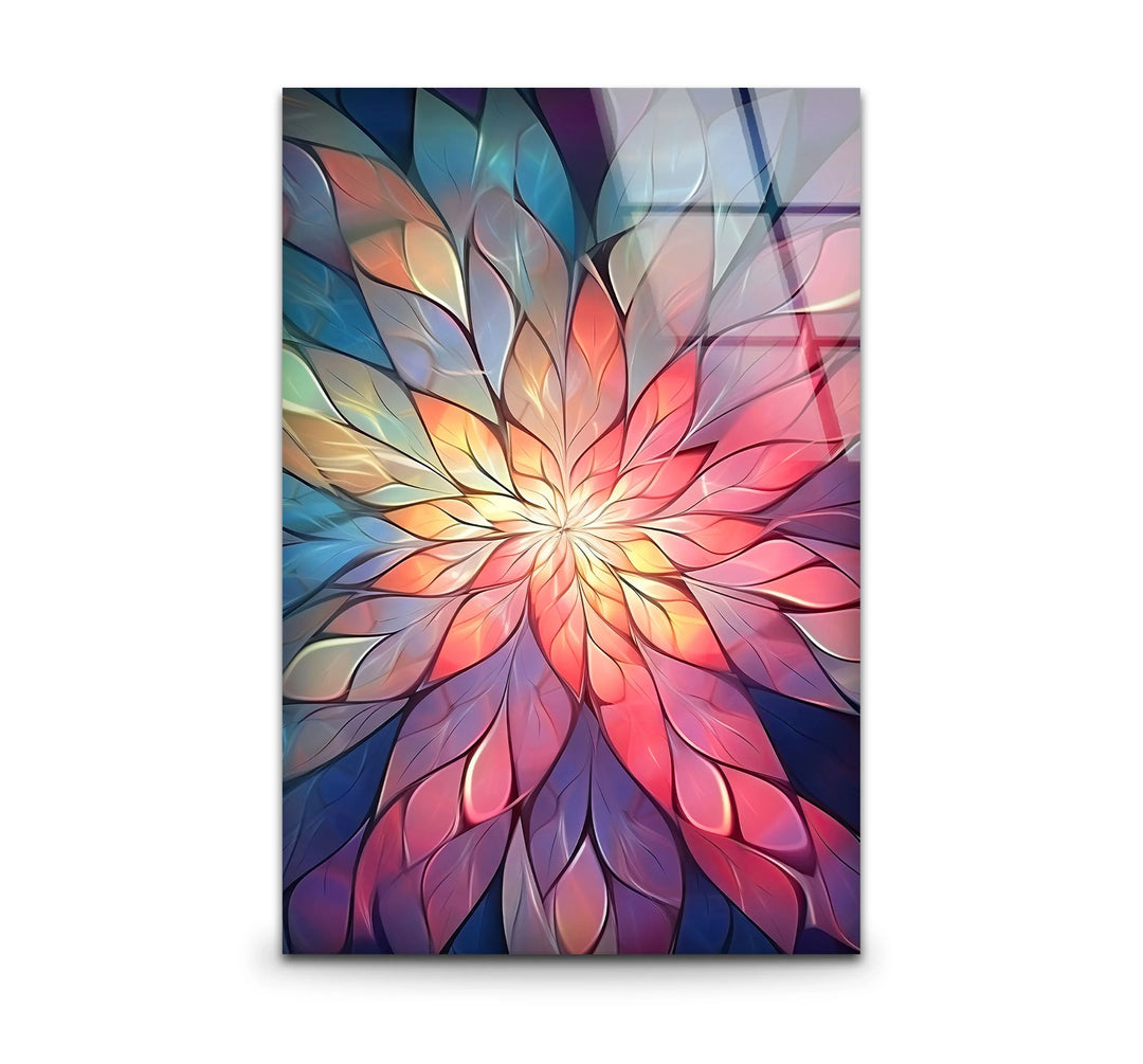 Radiant Mandala Flower Wall Art – Colorful Abstract Glass Print for Boho and Spiritual Decor - MyPhotoStation
