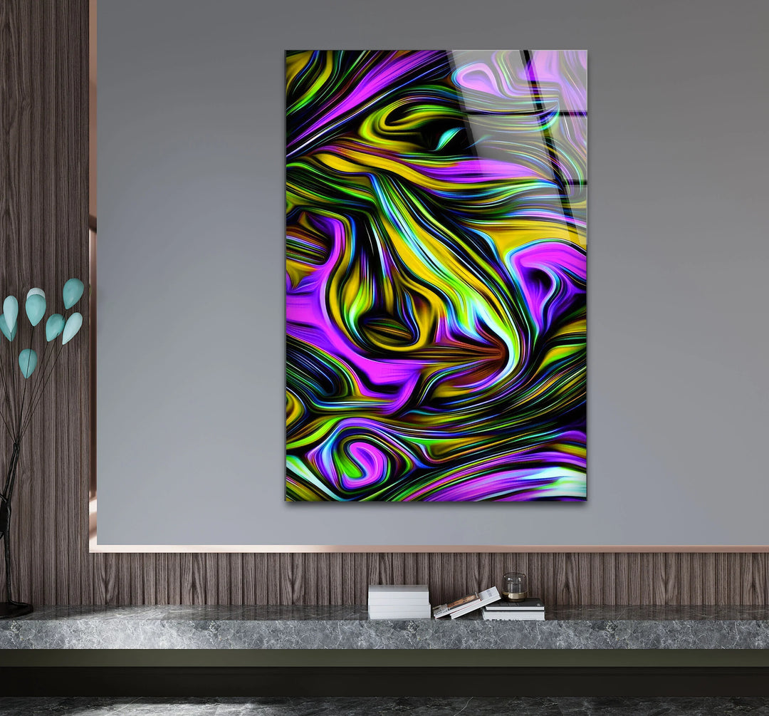 Psychedelic Swirl Glass Wall Art – Vibrant Abstract Pattern for Bold Modern Interiors - MyPhotoStation