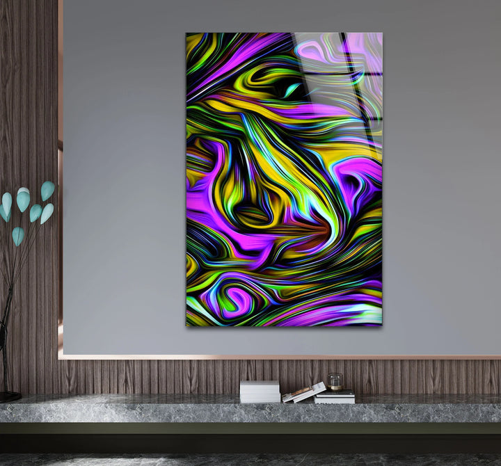 Psychedelic Swirl Glass Wall Art – Vibrant Abstract Pattern for Bold Modern Interiors - MyPhotoStation