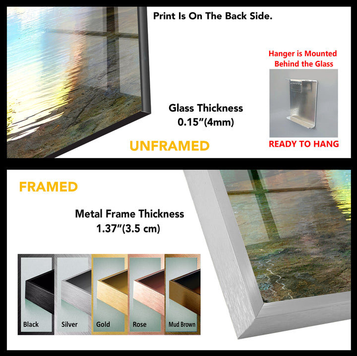 Waldlichttunnel-Wandkunst – Sonnenstrahlreflexions-Glasdruckdesign