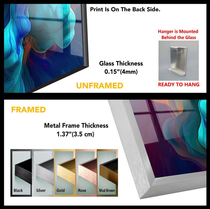 Explosion of Color Wall Art – Abstract Vibrant Ink Swirl Glass Print for Bold Modern Interiors - MyPhotoStation