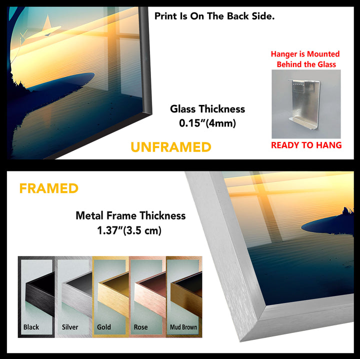 Serene Tree of Life Wall Art – Sailboat Sunset Glass Print Design