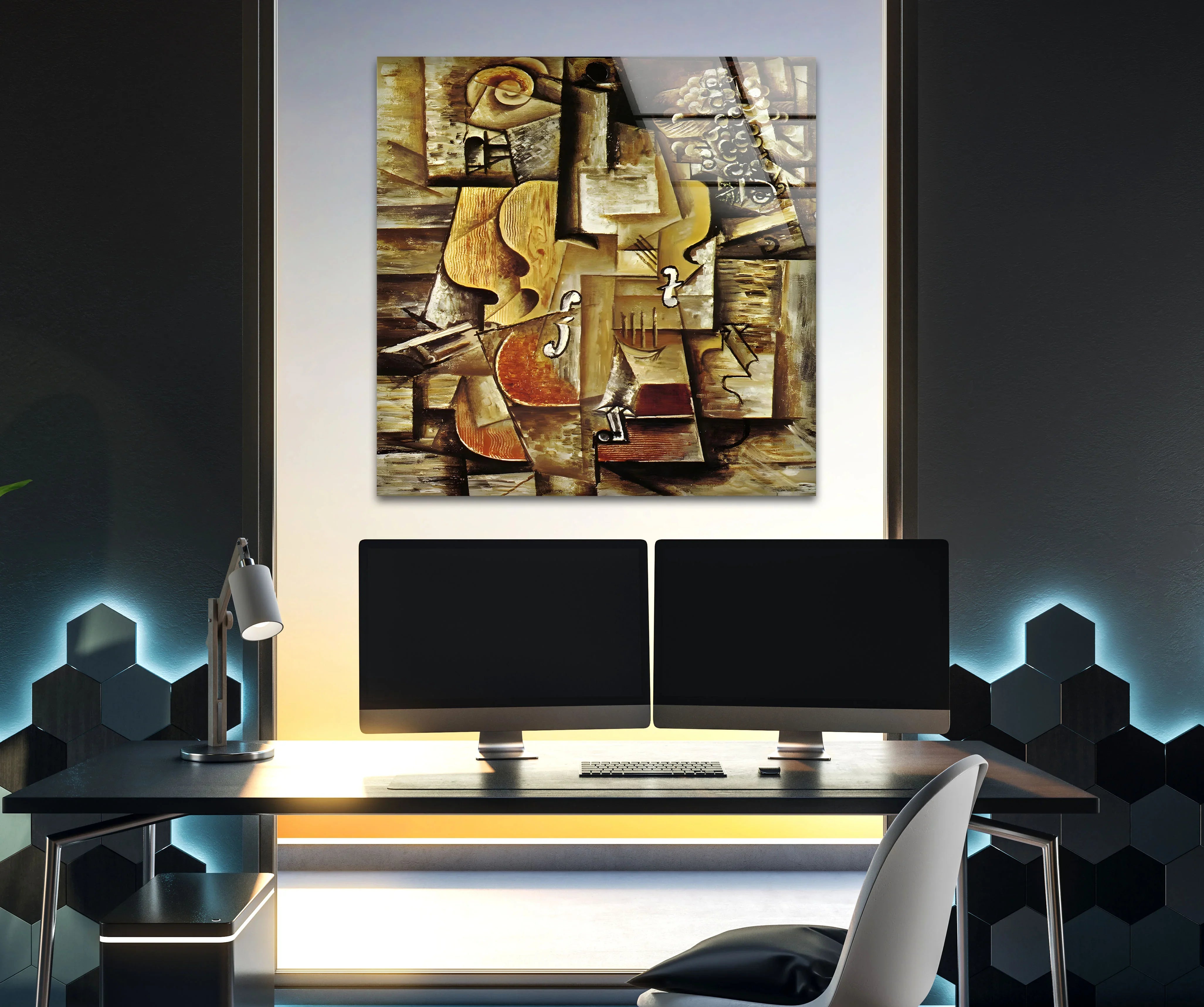 Violin and Grapes Picasso – Famous Art Paintings Glass Wall Art