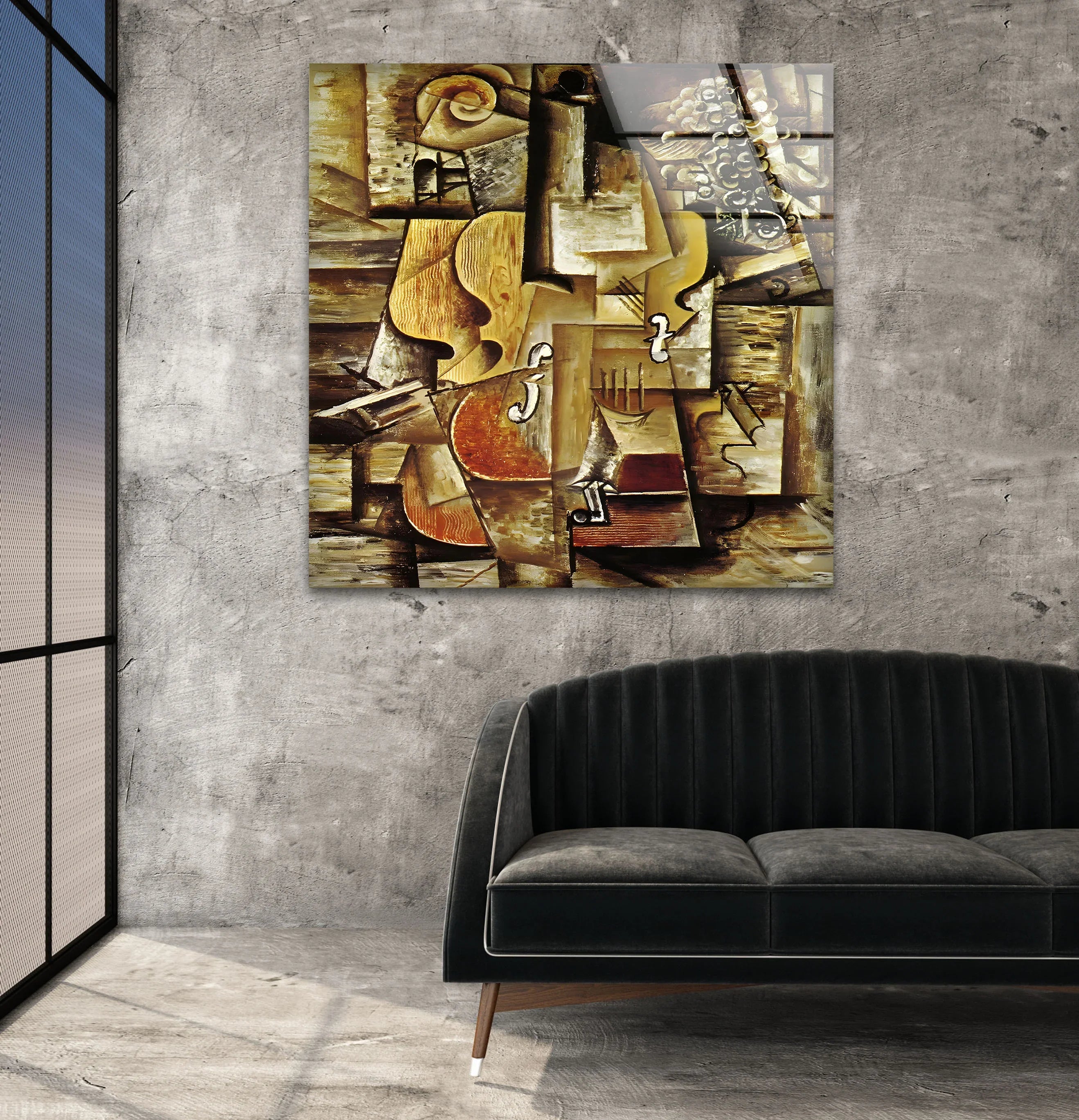 Violin and Grapes Picasso – Famous Art Paintings Glass Wall Art