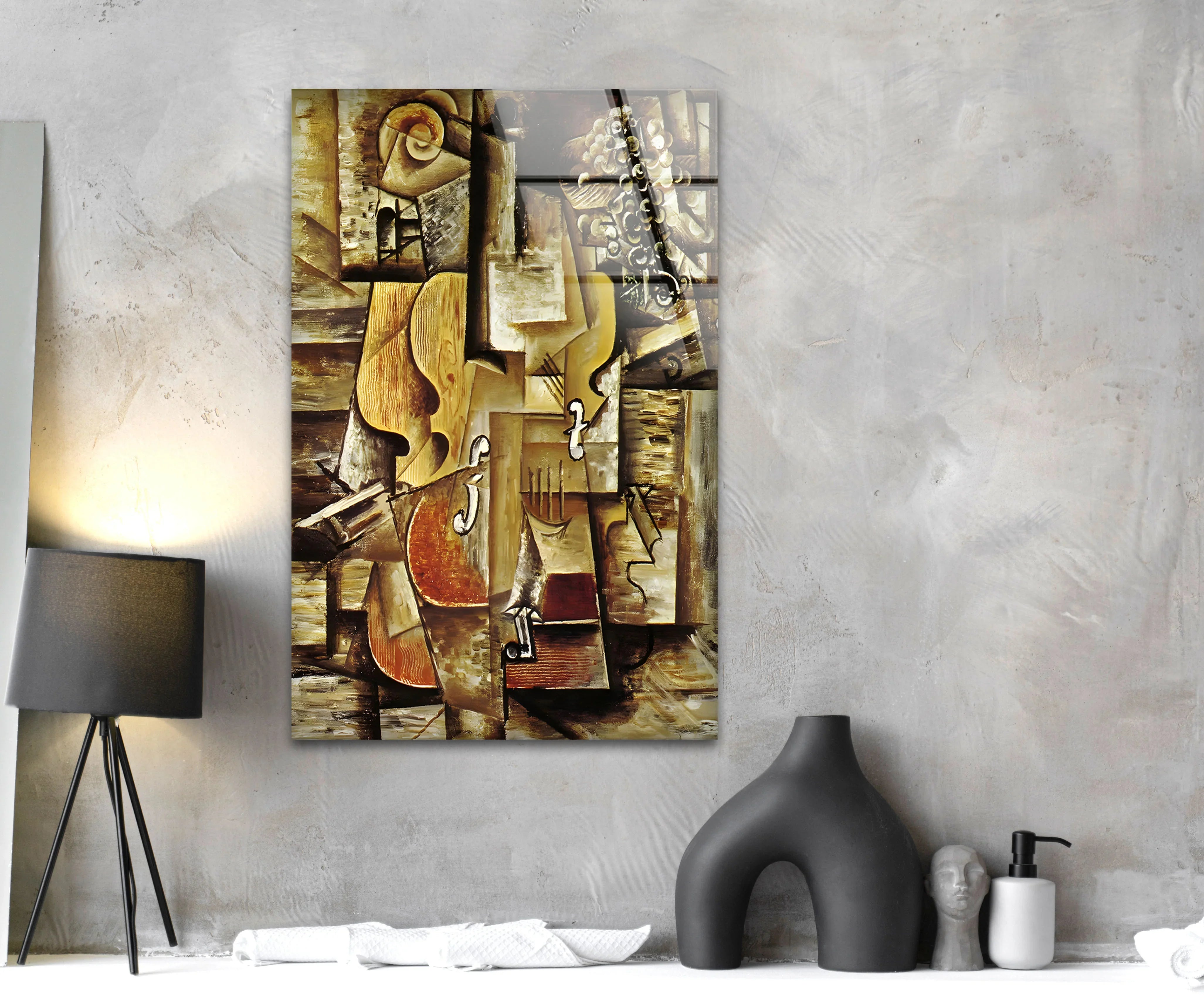 Violin and Grapes Picasso – Famous Art Paintings Glass Wall Art