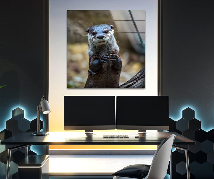 Cute Otter Glass Wall Art custom glass photo prints, large glass prints