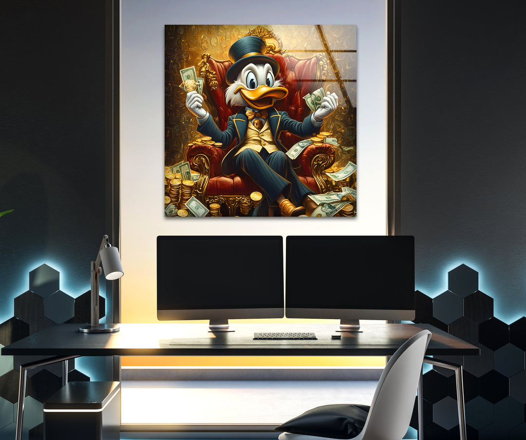 Rich & Boss Scrooge McDuck Glass Wall Art large glass photo prints, glass wall photos
