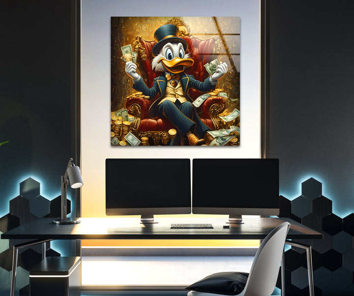 Rich & Boss Scrooge McDuck Glass Wall Art large glass photo prints, glass wall photos
