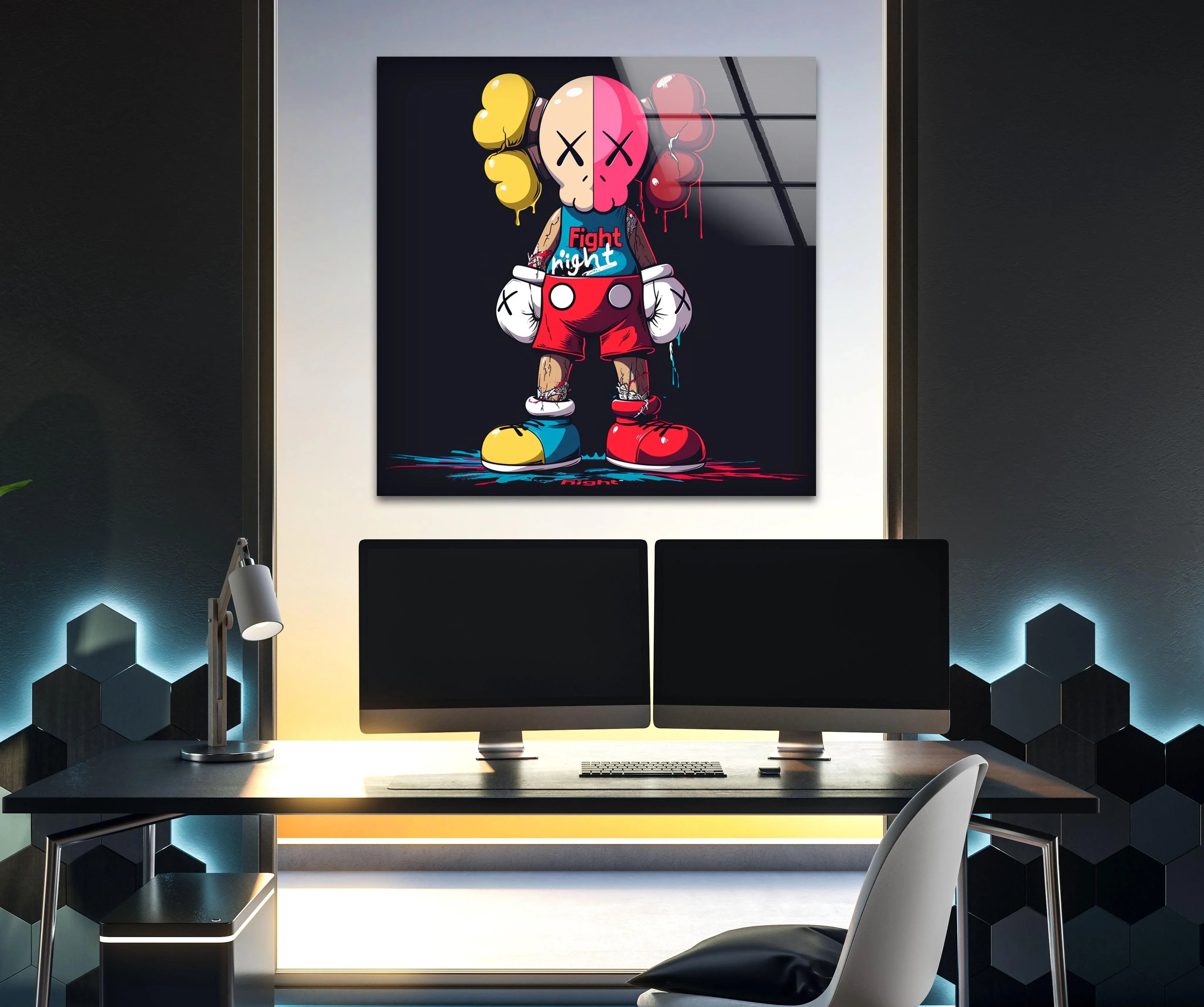 Kaws Fighter Glass Art – Bold Urban Decor – MyPhotoStation