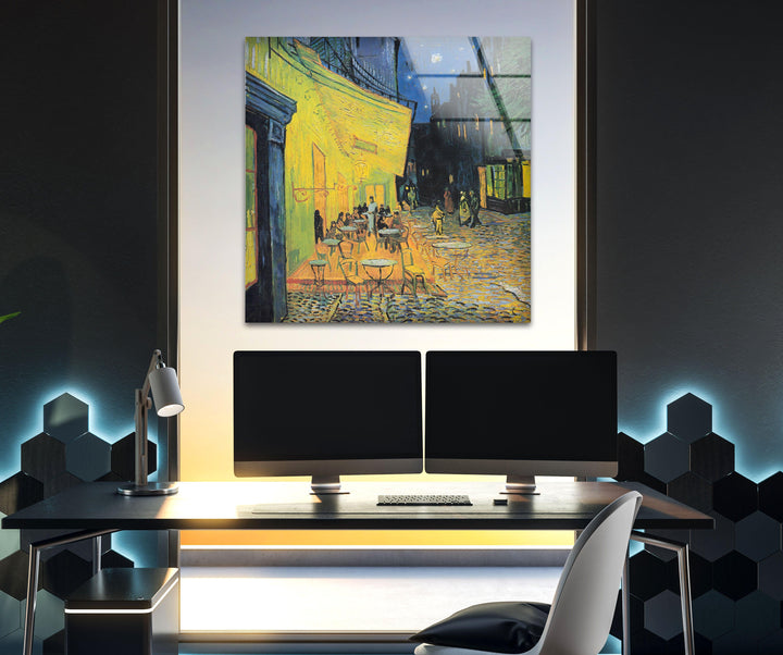 Café Terrace at Night Vincent van Gogh Glass Wall Art print picture on glass, Tempered Glass Wall Art
