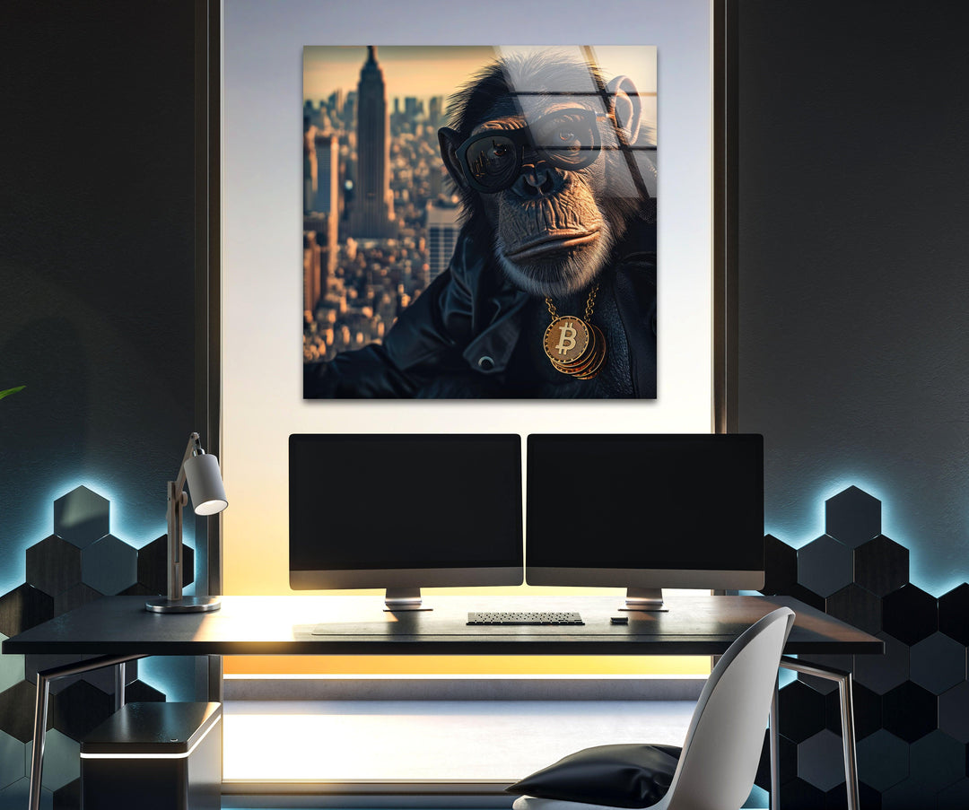 Monkey with Dollars Tempered Glass Wall Art - MyPhotoStation